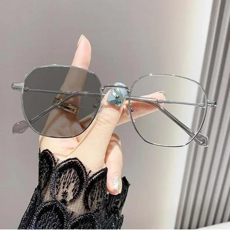 Outdoor Color Changing Sunglasses Women's Intelligent Photochromic Minus Diopter Glasses Trendy Myopia Prescription Eyeglasses