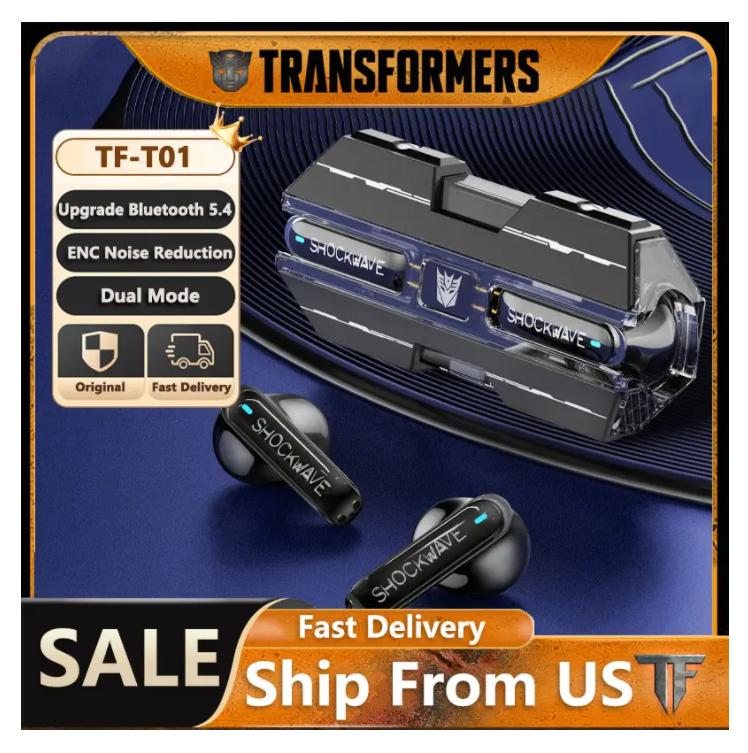 Доставка из США Наушники для гейминга Transformers TF-T01 Bluetooth 5.4 ENC Шумоподавление Наушники HD Звонок Музыка Вкладыши Шмель