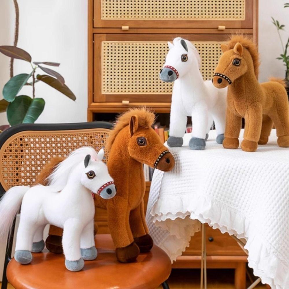 Simulation Pony Plush Toys Long Mane Cartoon Horse Stuffed Toy Room Decoration