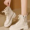 Women's Minimalist High Heels Winter White Flat Shoes Luxury Designer Ankle Shoes Fashionable Lace Up Short Plush Snow Boots