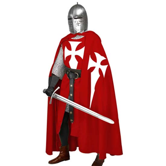 Halloween Cosplay Medieval Costume Men Teutonic Knight Crusader Tunic & Cloak Surcoat Reenactment LARP