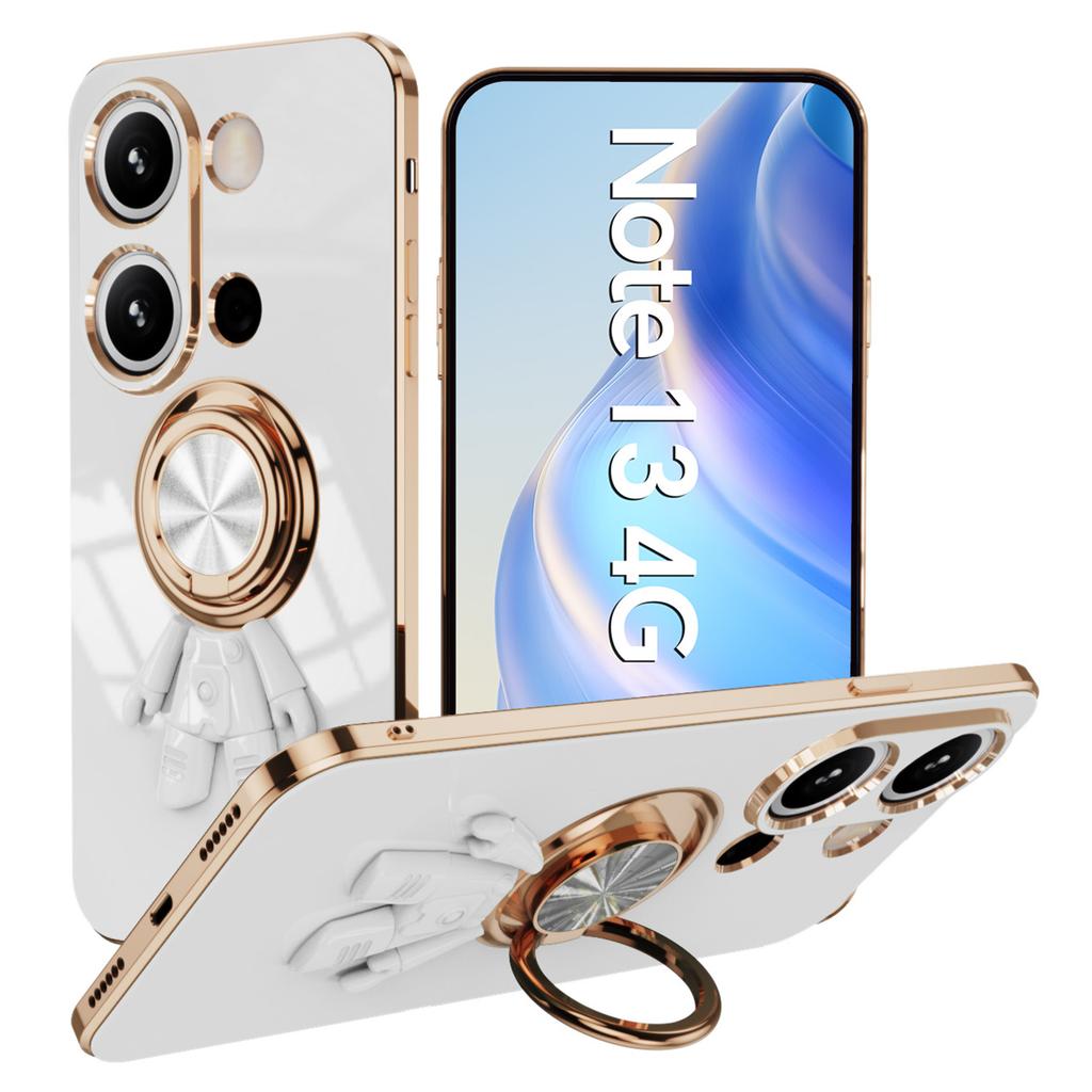 For Xiaomi Redmi Note 13 4G Case with Astronaut Ring Kickstand 6D Electroplating TPU Phone Cover