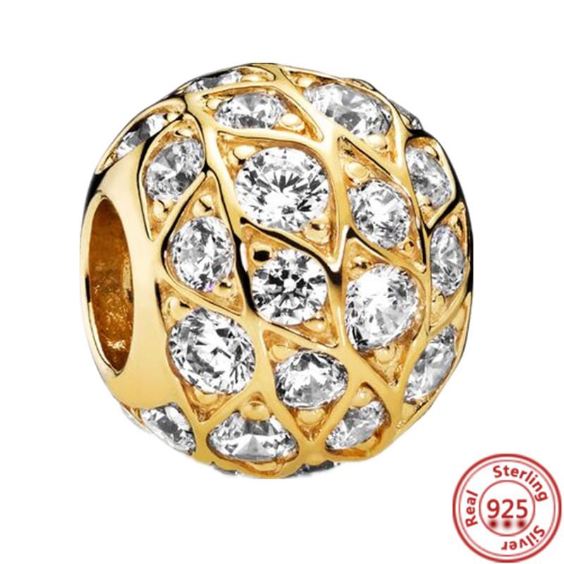 Медь 925 пробы Золотое Сердце Любви Четырехлистный Клевер Ангел Солнце Дерево Перья DIY Бусины Подходят для Оригинального Шарм-браслета Pantaro Мелкий Циркон