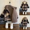 Boys and Girls Western Style Warm Woolen Coat Winter Baby Children Plus Velvet Thickened Mid-length Cashmere