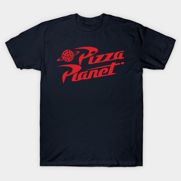 Asian Size Men Print T-shirt Pizza Planet No-Cut Heat Transfer Print Cotton Tshirt