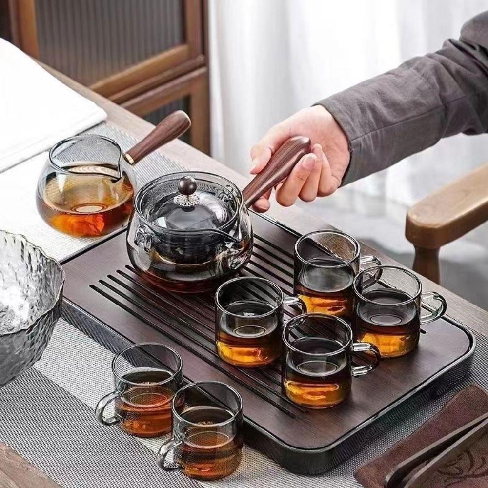 Heat Resistant 360 Degree Rotating Teapot Glass Brewing Teapot Multi-purpose Boiling Teapot  Home