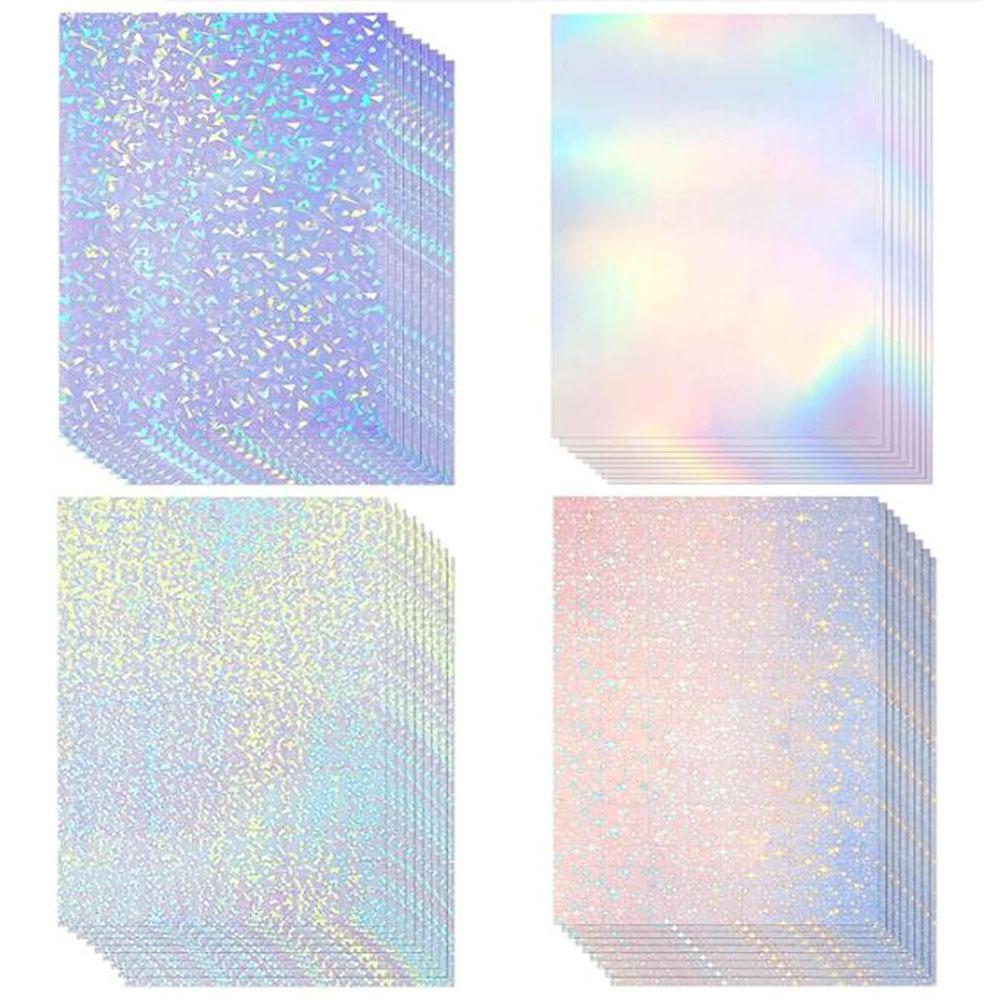 Holographic Glitter Laser Self Adhesive Waterproof Vinyl Stickers A4 Size Overlay Photos Windows Laptops Decorations 10pcs Sets