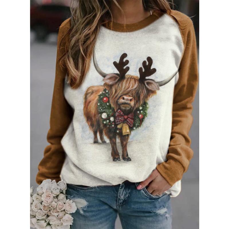 Повседневные свободные женские топы с круглым вырезом, новый 3D растительный цветочный принт, осенне-зимняя мода, реглан, длинный рукав, большой размер, пуловер