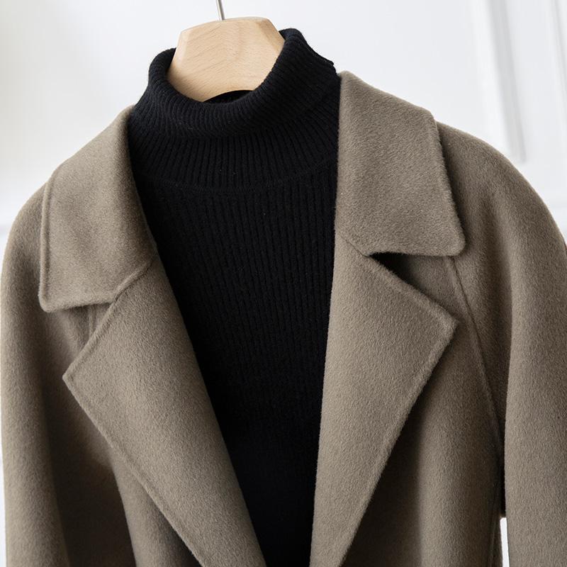 Женское пальто из 100% шерсти TIDENOVEL Осеннее шерстяное длинное пальто Ручной работы Пальто-бушлат Зимняя теплая шерстяная длинная куртка Пальто