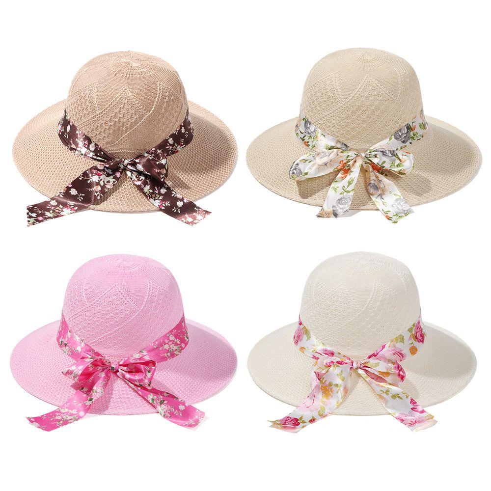 Casual Travel Wide Brim Sun Visor Cap Straw Hat UV Protection Beach Hat
