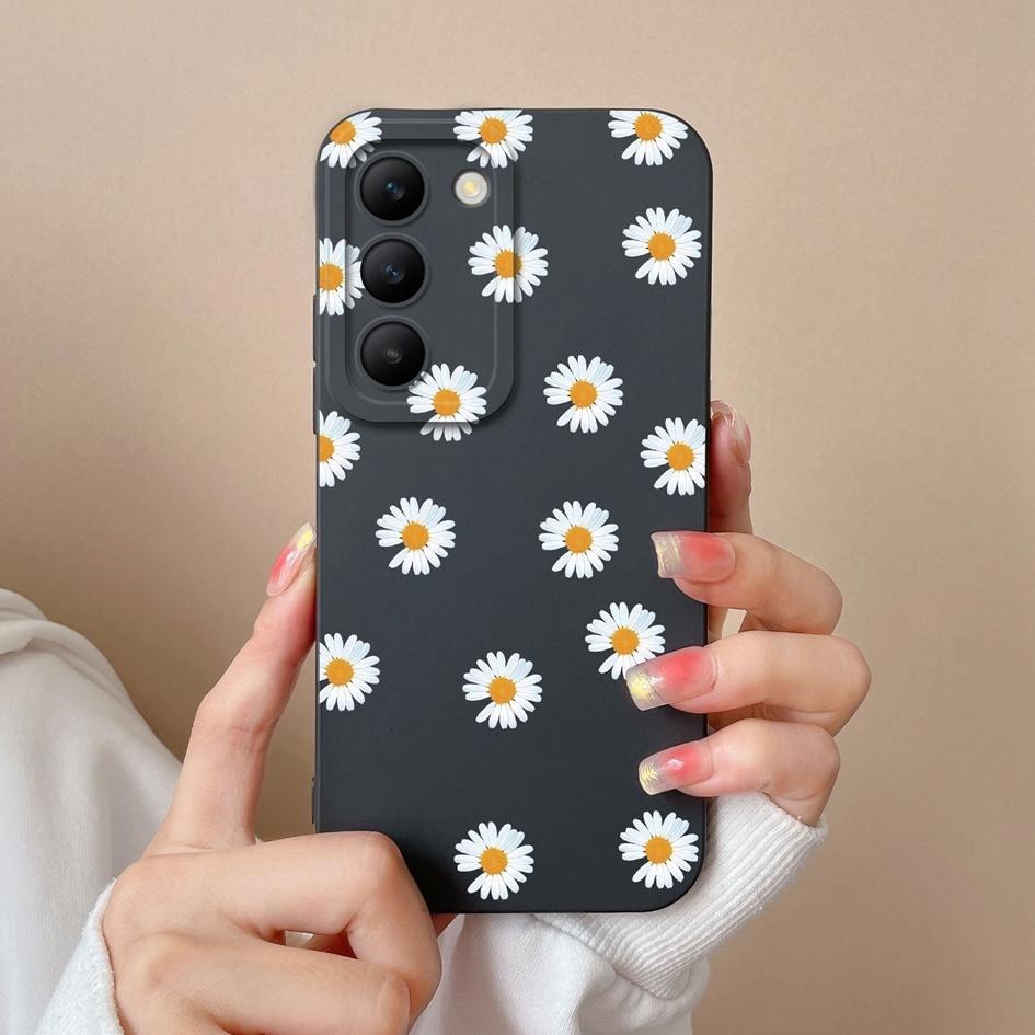 Чехол для Vivo T3 V30e Y200e V30 SE Y100 (ИДН) V40 Pro Capas Защитная пленка для экрана Популярный корпус Daisy Sunflower Жидкий силиконовый чехол для телефона для Vivo