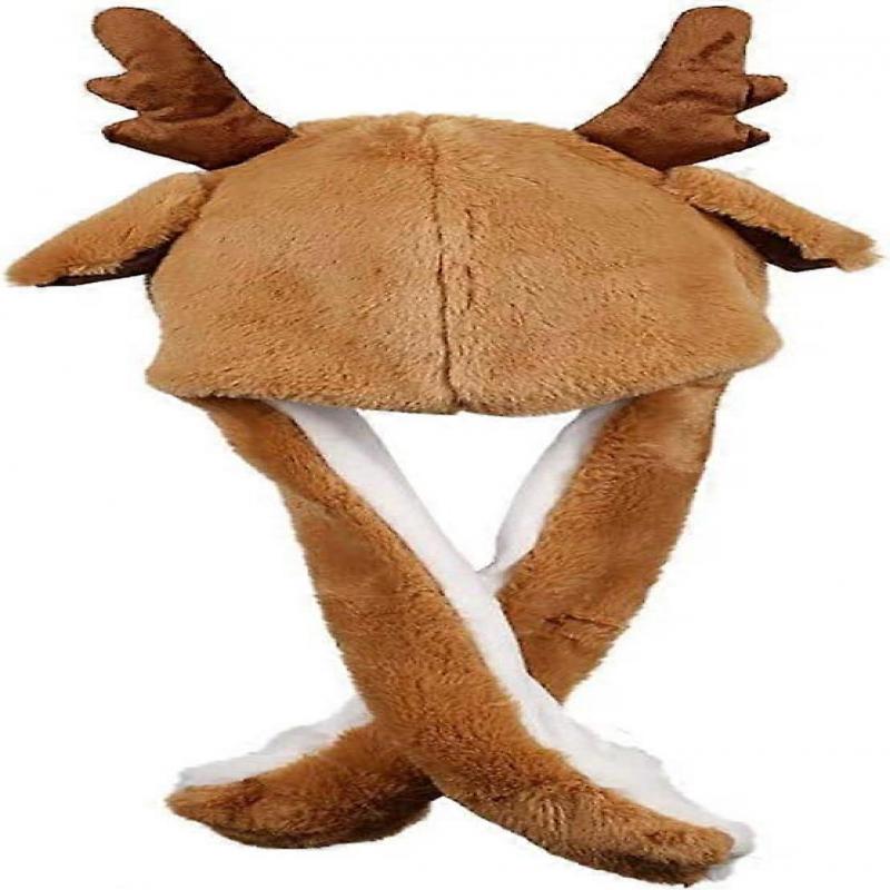 Movable Ears Hat, Elk Funny Hat, Plush Deer Ears Hat, Funny Plush Hat, for Cosplay Plush Attractive Toy Christmas Decoration Birthday Gift Hat, 58cm