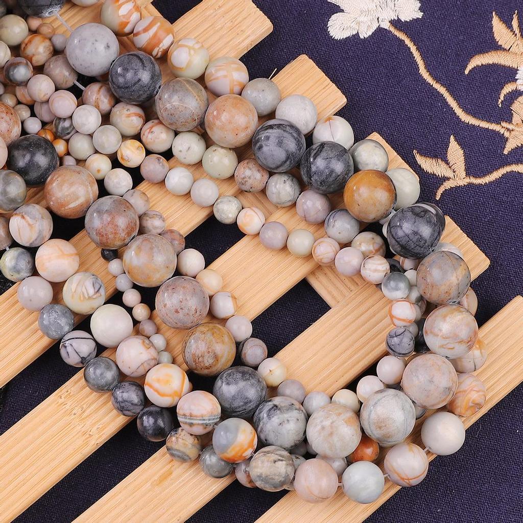 4/6/8/10/12 мм бусины из натурального камня круглые великолепные матовые свободные бусины Пикассо для изготовления ювелирных изделий своими руками ожерелье браслет