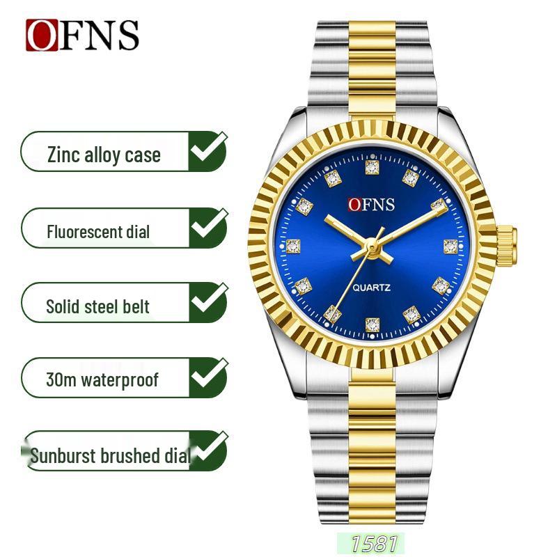 OFNS Классические женские высококачественные повседневные роскошные кварцевые наручные часы, римские цифры, дизайн с шипами, для работы и повседневной носки, водонепроницаемые.