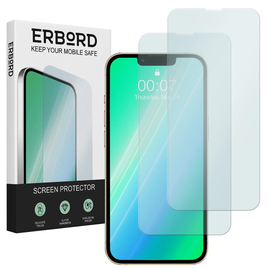 2x Tempered Glass for iPhone 14 Plus, ERBORD 9H Hard Glass, glass
