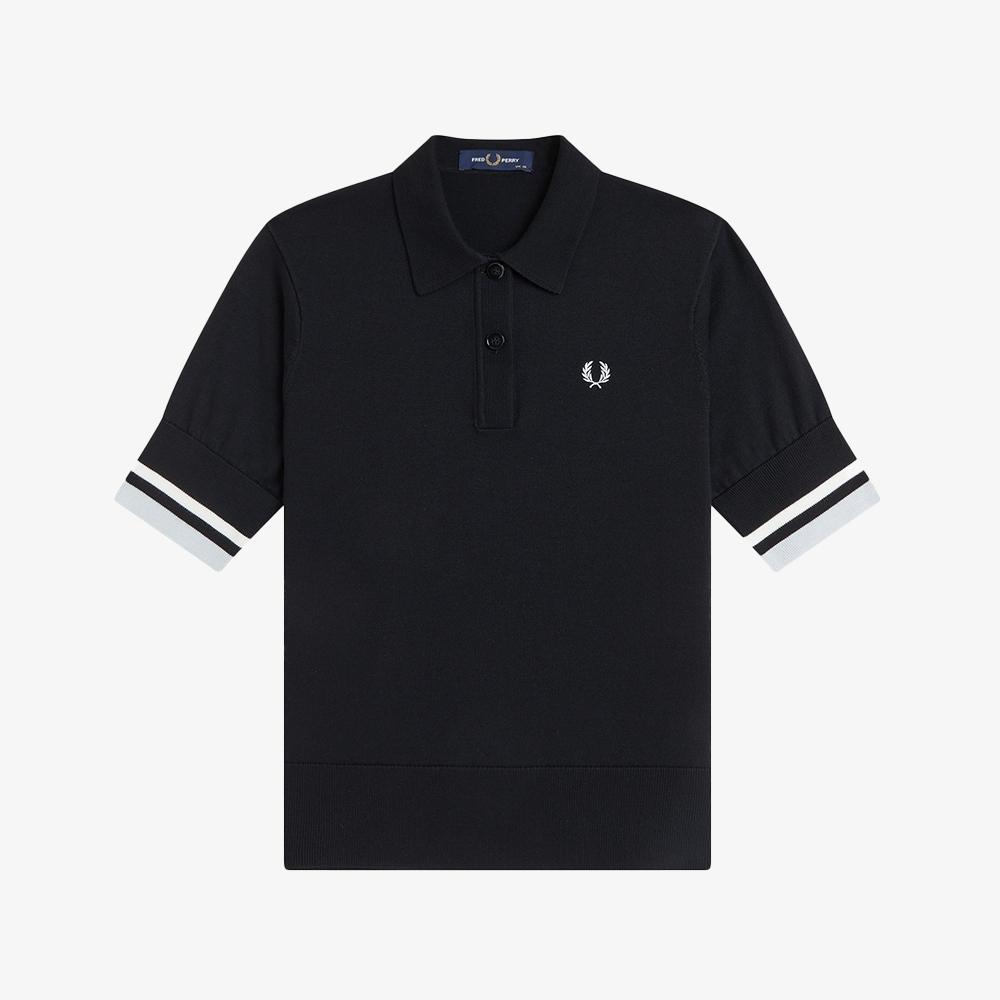 Fred Perry [Женская] Смелая вязаная рубашка с контрастной отделкой - Черная Afpf2612129-102