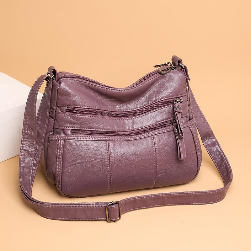 New Women's Bag Soft Leather Texture Messenger Bag Large Capacity Casual Shoulder Bag Simple Large Capacity Small Square Bag