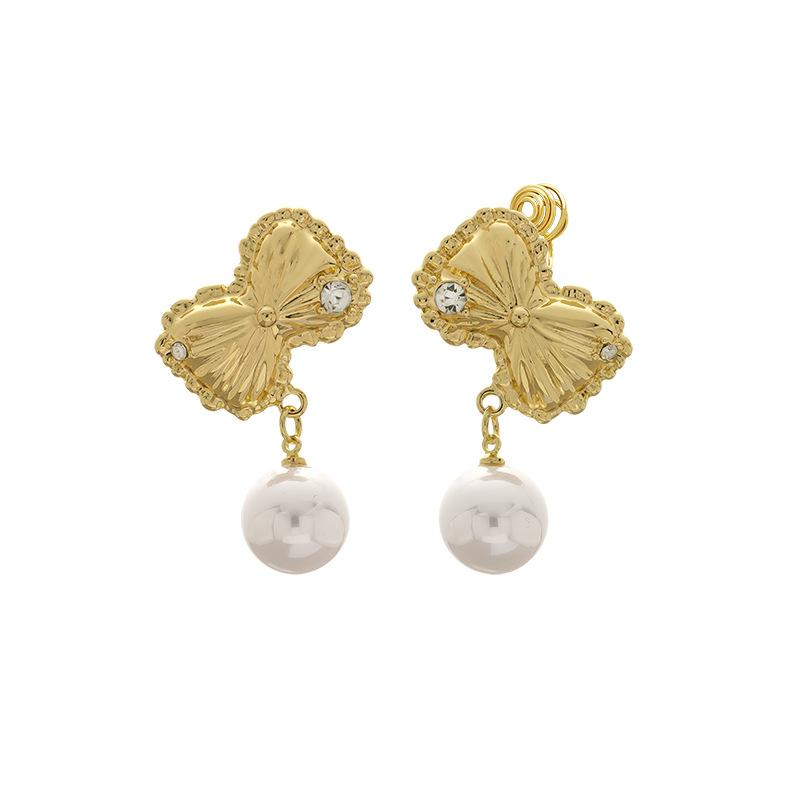 Изысканный кулон-бант из стразов, имитация жемчуга, москит для женщин, клипсы для ушей без пирсинга