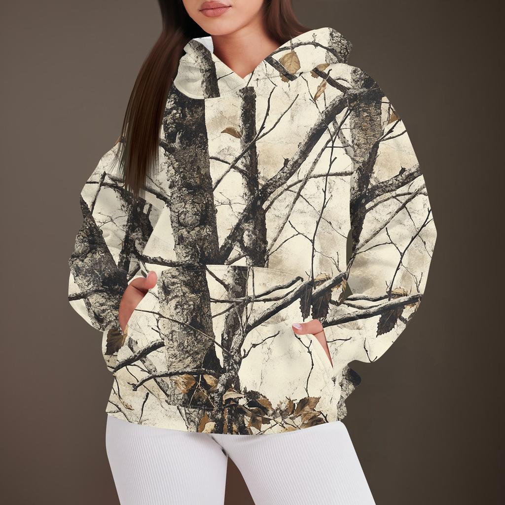 Women's Fashion Casual Pullover Hooded Sweatshirt  Printed Long Sleeve Sweatshirt