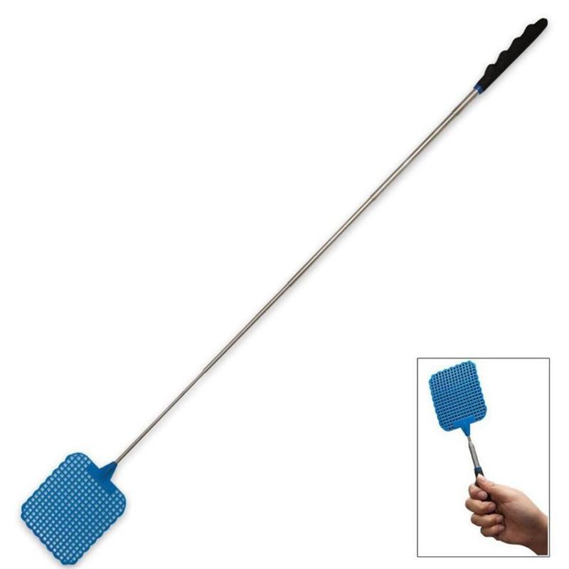1 Pc Stainless Steel  Telescopic Extendable Plastic Fly Swatter Prevent Pest Mosquito Tools  Random Color