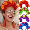 1Pc Day Of The Dead Artificial Marigold Hair Band Faux Chrysanthemum Headband Halloween Festival Party Flower Crown For Women