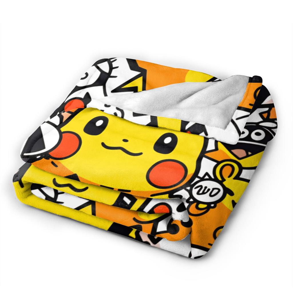 Pikachu Flannel Blanket Winter Soft Durable Throw Blanket for Students Couch Chair Fashion Bedspread Sofa Bed Cover