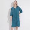 Women's Plus Size Mid-Length Zipper Nightgown and Wearable Bath Towel - Spring/Summer Collection