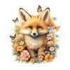 Набор водостойких самоклеящихся съемных наклеек на туалет и стену: Лиса, расписанная вручную, с цветами и бабочкой. Для декора стен ванной комнаты, туалета.
