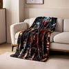 Four muscular characters in martial arts poses amid a fiery background. for all seasons blanket lunch break throw gift