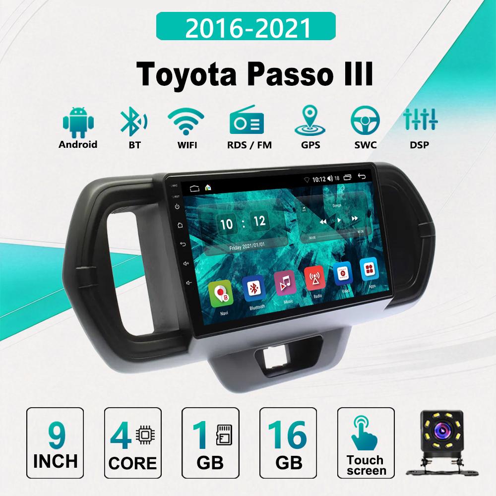 2DIN Android Автомобильная радиостанция Car-Play, Toyota Passo III 2016-2021, Мультимедийный проигрыватель, Головное устройство, Стерео, GPS-навигация, BT, WIFI, 1+16 ГБ