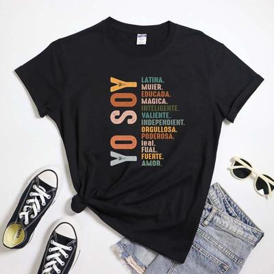 100 Cotton Yo Soy Tshirt Retro Latina Power Inspirational Tee Shirt Top Trendy Mexican Mujer Fuerte Tshirt Camiseta
