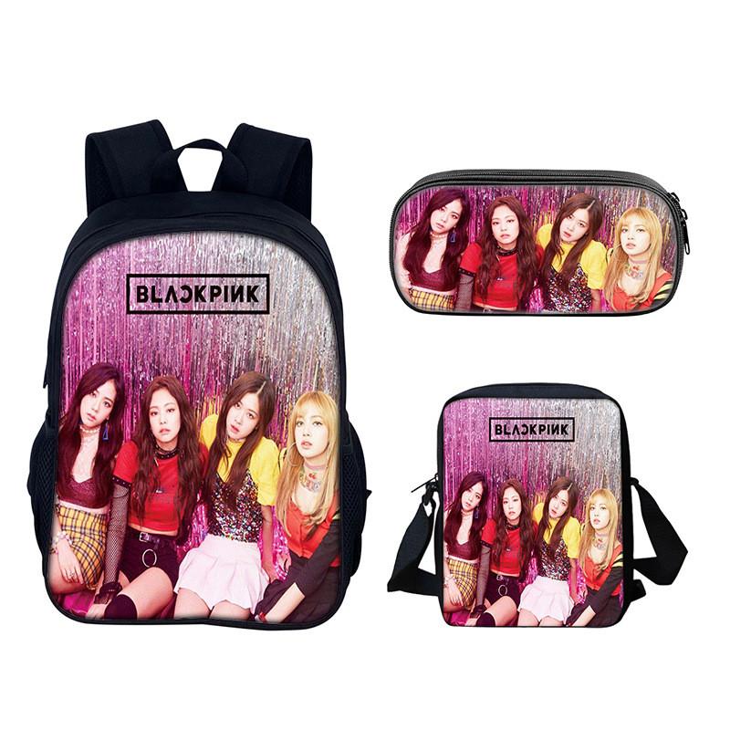 Набор школьных рюкзаков Blackpink из нейлонового материала с креативным дизайном для повседневного использования