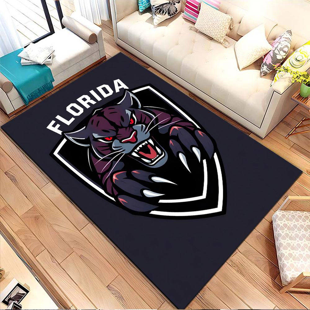 Ferocious Panther Design Patterned carpet, non slip mat suitable for living room and bedroom sofas