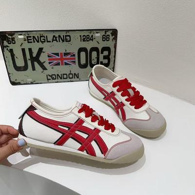 Красные ретро цветовые сочетания на плоской подошве немецкие тренировочные туфли женские 2025 новая мода универсальные спортивные повседневные для бега обувь Форрест Гампа