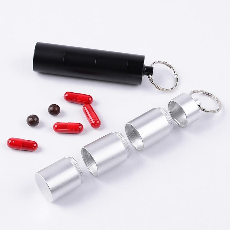 Aluminum Alloys Pills Box Waterproofs Medicine Box Case Keychains Holder Container Bottles 3 Grids Small Medicine Bottles