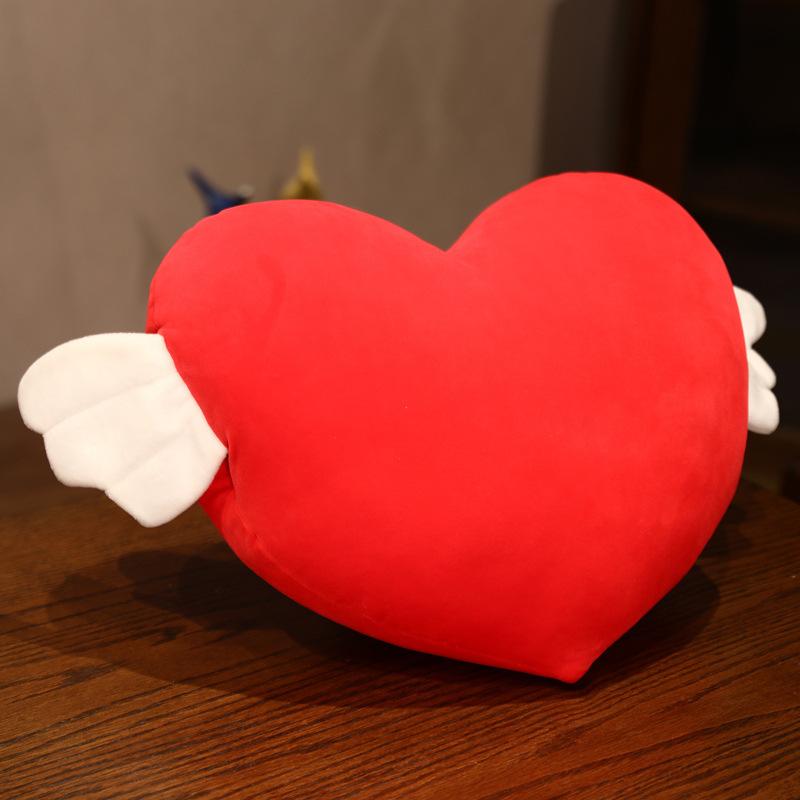 Cartoon Love Pillow Plush Toy Girl Heart Angel Wings Pillow Heart-Shaped Doll for Girlfriend Birthday Gift