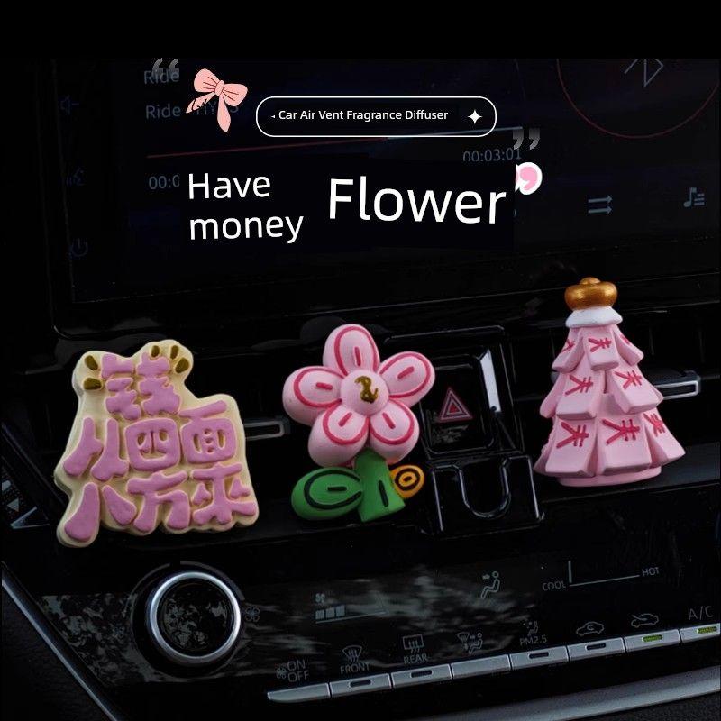 Car Air Freshener, Car Vent Decoration, Money Tree, Wealth Flower, In-Car Aroma Diffuser Stone, Fragrance, Good Luck Gift