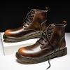 WAERTA Кожаные ботинки Мужские высокие британские ретро-винтажные ботинки Мягкие теплые ботинки Модные повседневные ботинки Зимние высококачественные ботинки