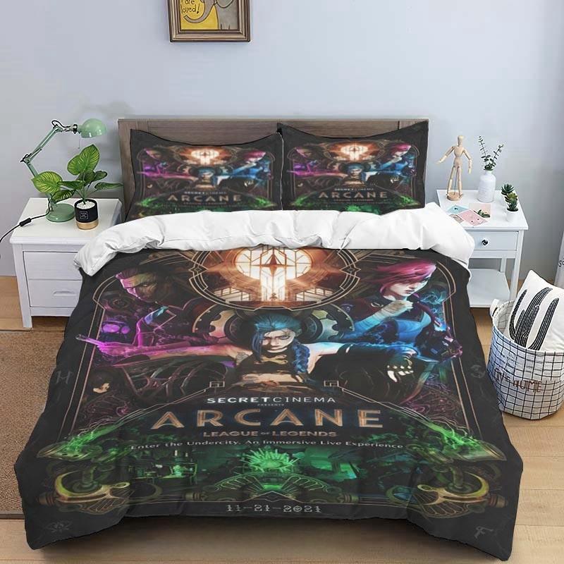 Cartoon Game Jinx Arcane_ League of Legends Комплект постельного белья King Twin Double Child 3 Piece Micofiber или Polyester Duvet Cover Sets