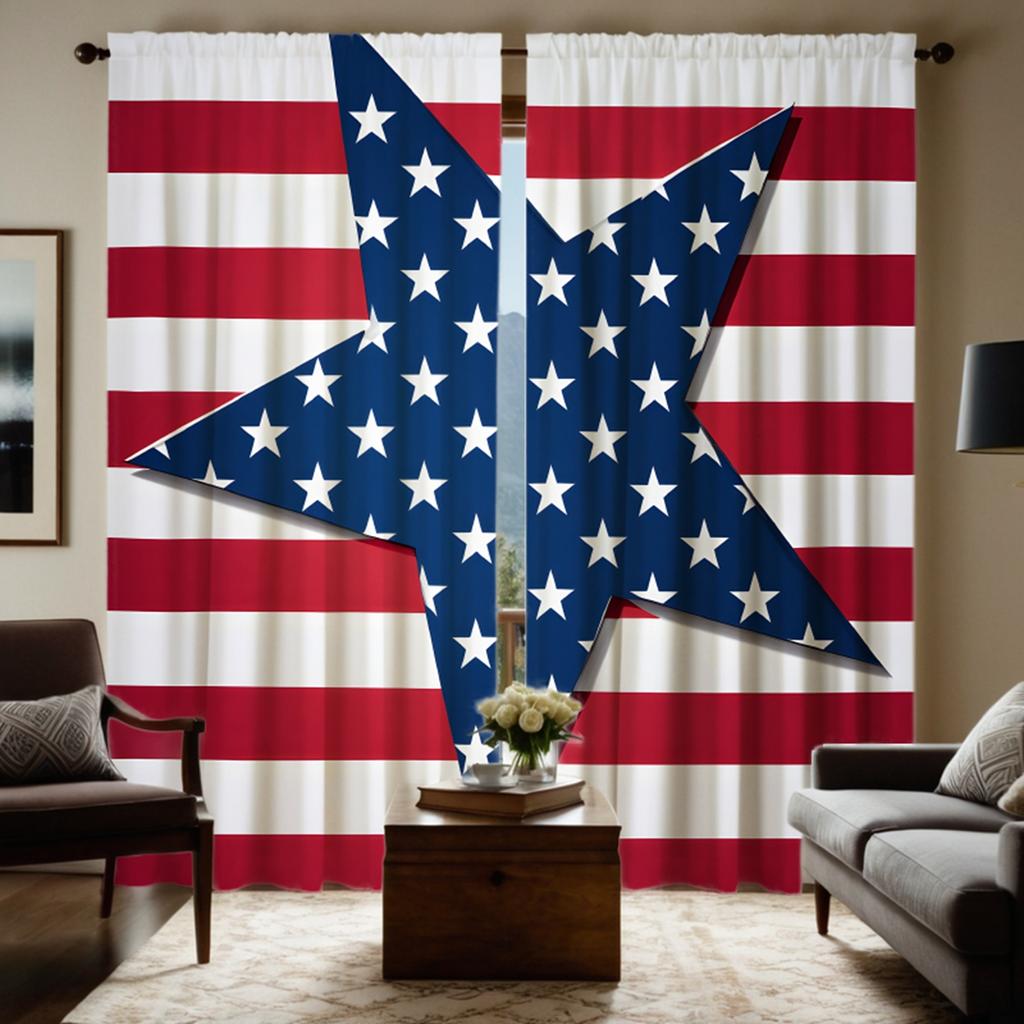 2 шт. HD День независимости пятиконечная звезда полосатый флаг декоративная занавеска красный галстук цифровая печать занавеска украшение дома st