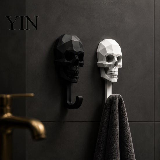 Sturdy PLA Skull Hanger Wall Hook, 3D Printed Gothic Decorative Adhesive Key Heavy Duty Hook Holder, Mounted Storage Organizer for Home Bedroom