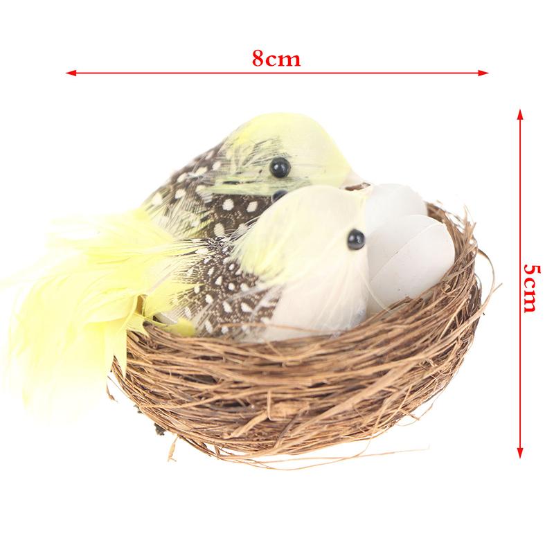 1 комплект искусственных пернатых птиц, гнезд и яиц, творческая скульптура птиц