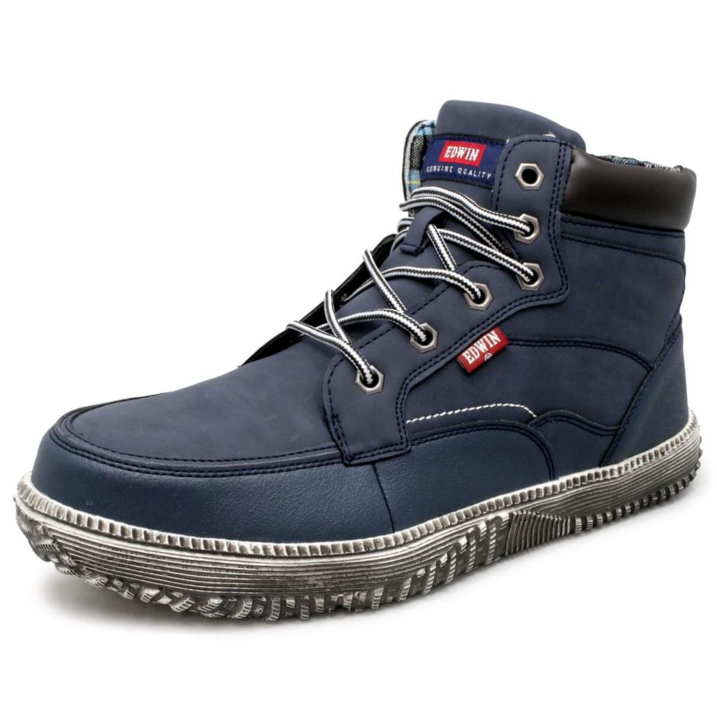 EDWIN Safety Wide Steel Toe Work Esm101 Size Men's High-Top Shoes, Sneakers, Lightweight, Shock-Absorbing, Non-Slip, Rubber-Resin Sole, Cap, Lace-Up,