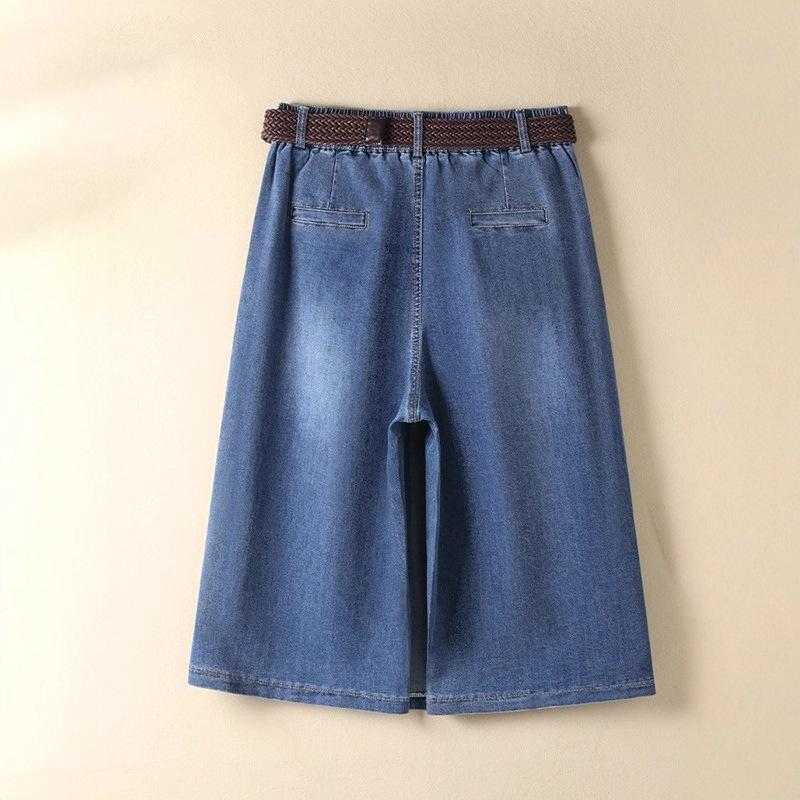 Джинсовая юбка с полукорпусом тонкие юбки для женщин летние укороченные брюки юбки нового стиля с высокой талией свободные широкие брюки шорты