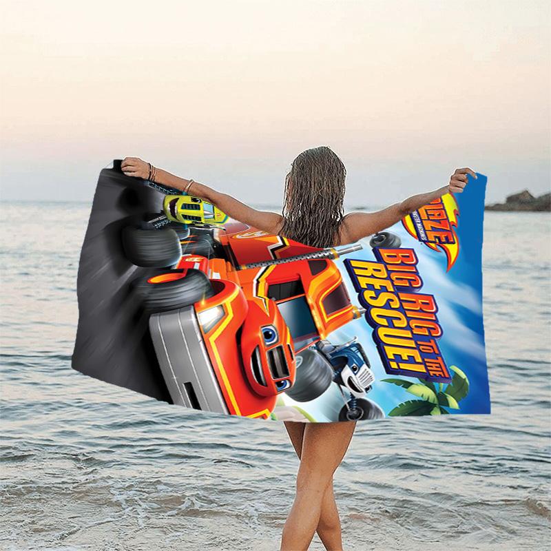 1pc Blaze and the Monster Machines (3) Beach Towel, Beach and Seaside Swimming Pool Equipment, Fashion Pattern, Rectangular, Travel Essentials
