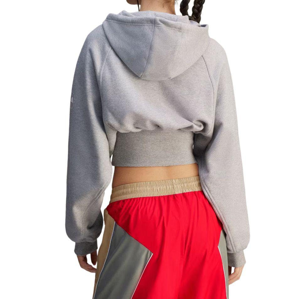 Adidas Укороченная толстовка с капюшоном Stella McCartney с логотипом и принтом для женщин, серая JI5148