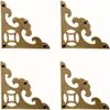 4pcs Vintage Brass Antique Decorative Box Corner Protector Triangle with Screws Wooden Jewelry Box Cabinet Chest Accessories
