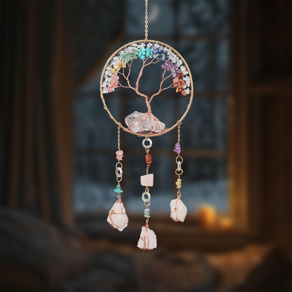 Factory Price Charm Natural Crystal Wind Chime Healing Wind Chime Hanging Ornament Car Decoration Easter Day Gift Sun Catchers