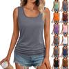Womens Tank Tops Sleeveless Square Round Neck Ruched Tee Shirts Top