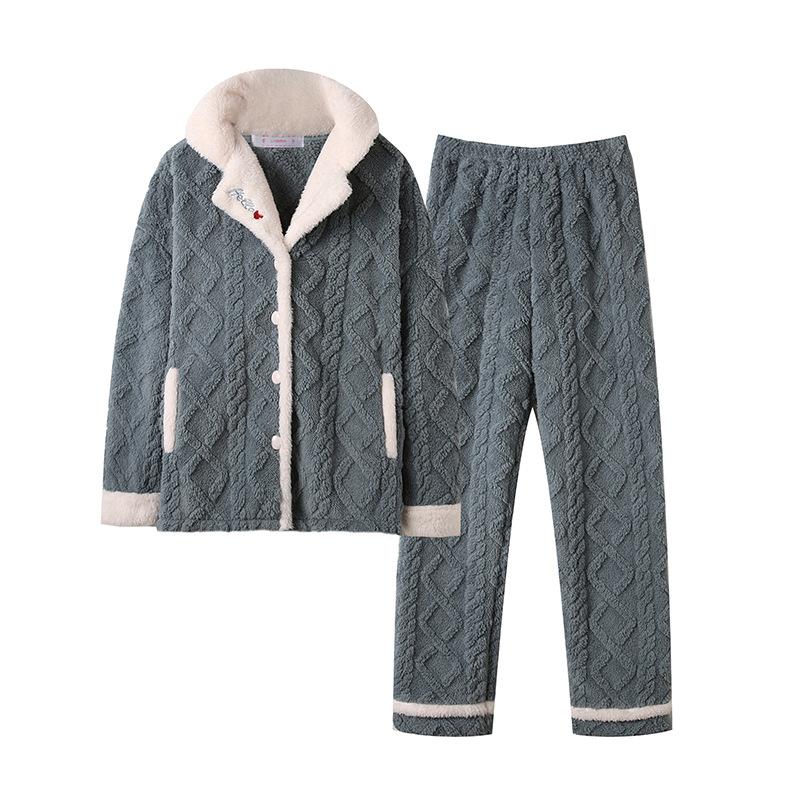 2 шт./комплект женские пижамы с длинными рукавами утепленные теплые повседневные удобные коралловые бархатные мультяшные милые домашние наряды для молодых девушек